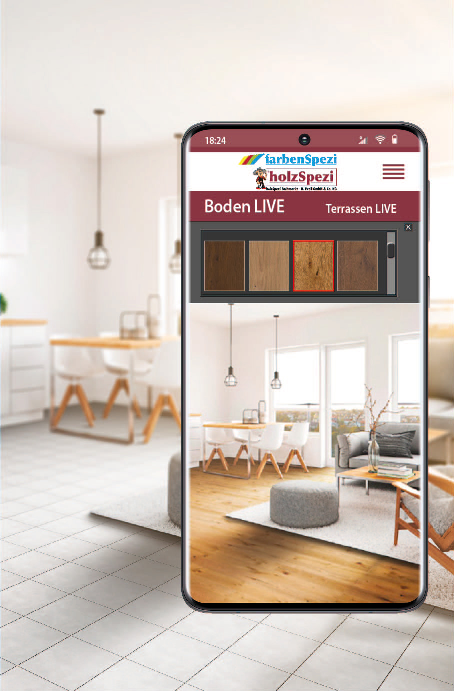 Boden LIVE von Heinrich Prell GmbH u. Co KG - Parkettboden, Laminat, Designboden direkt und sofort digital im eigenen Raum verlegen